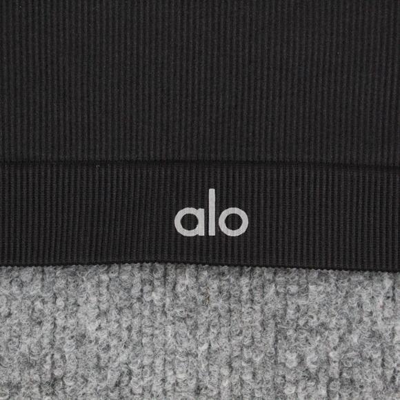 Alo Yoga Sports Bra Womens Medium Black Racerback Ribbed Athletic Yoga Workout - Picture 2 of 8